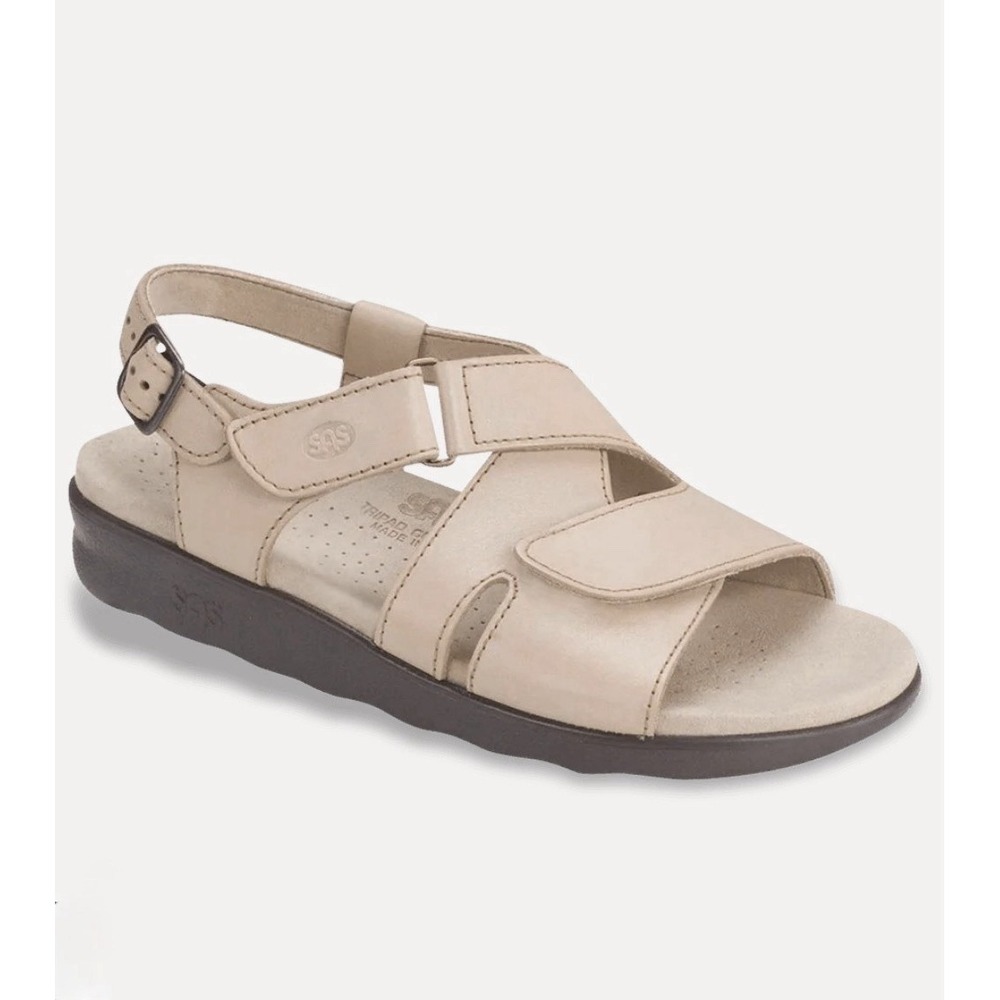 SAS Leather Huggy Cross Strap Sandals 11.5W Beige Truffle Summer Spring Shoes